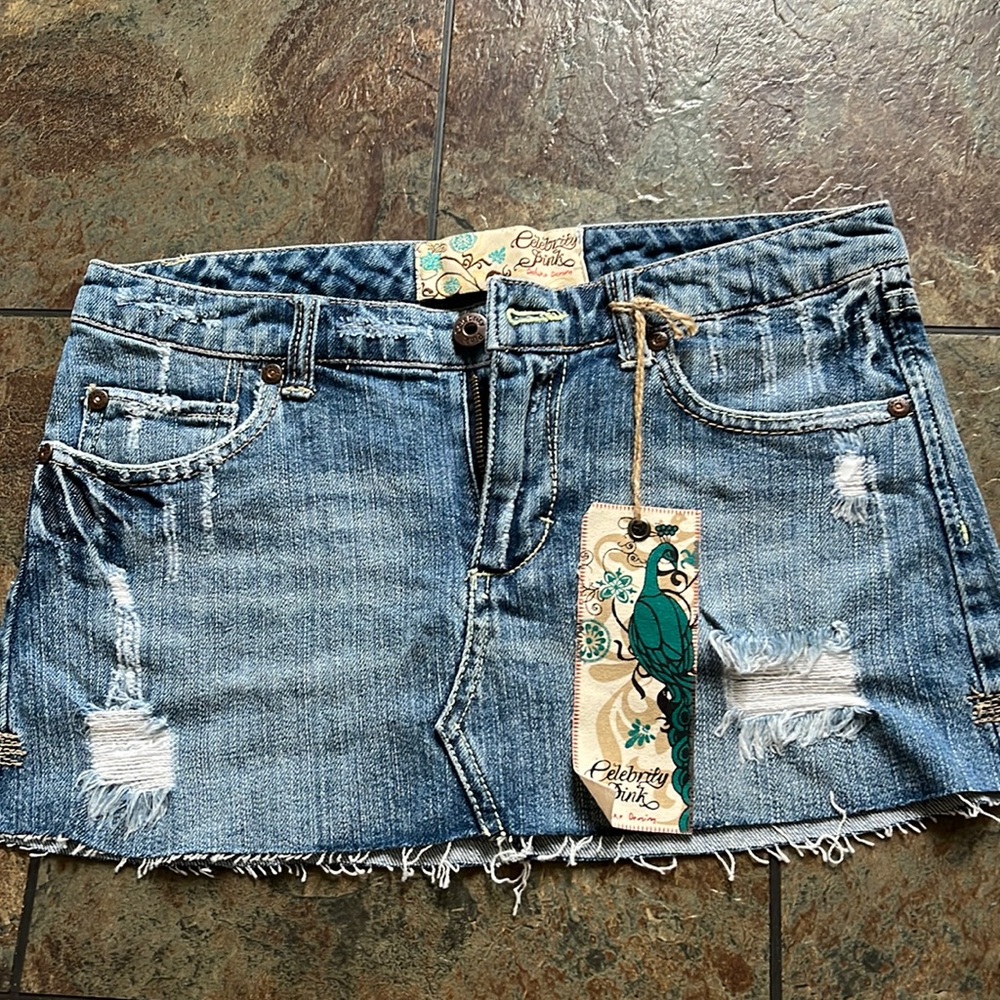 Celebrity pink deluxe denim jean skirt